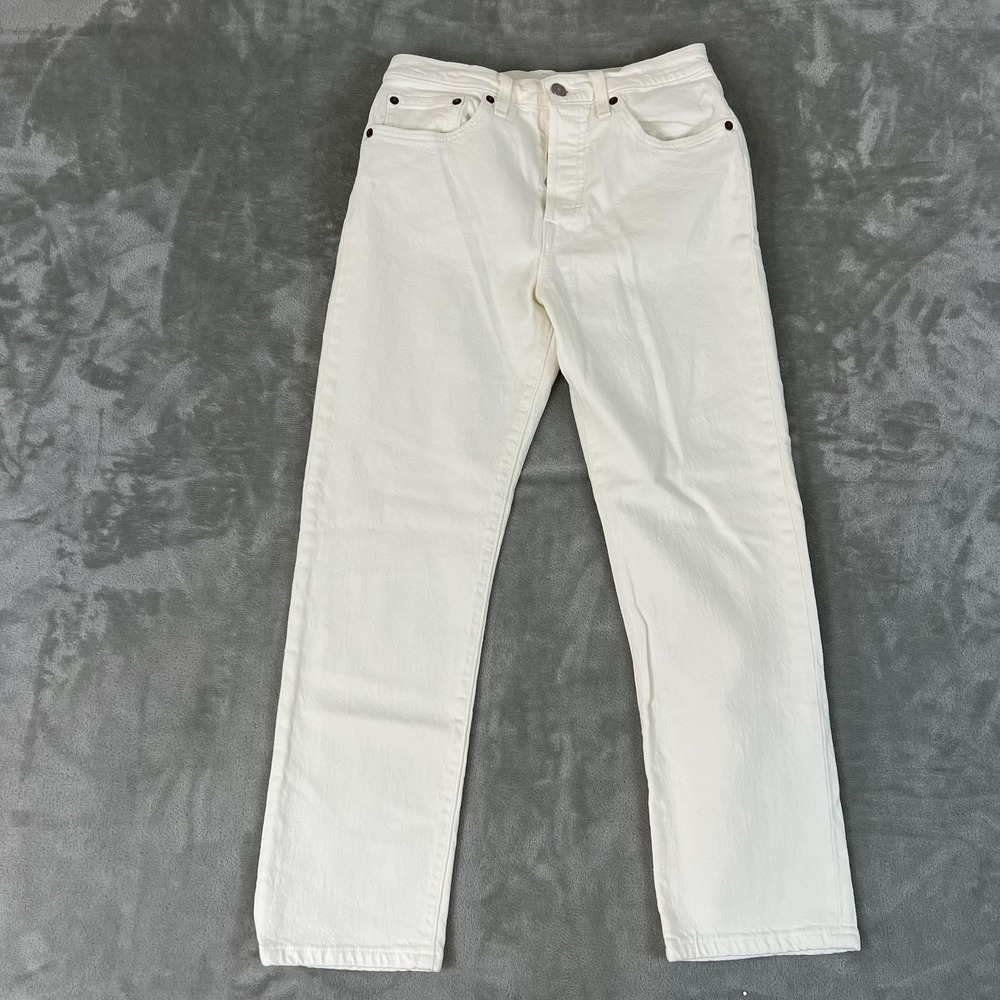 Not For Resale Levi's 501 Jeans Womens 27 White High Rise Straight Button Fly